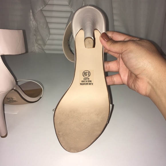 Cream and Beige Heeled Sandals - Picture 5 of 5